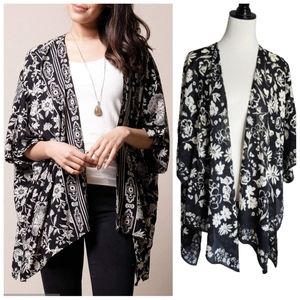 Black and cream Floral open kimono top from Sonoma Women's one size fits all